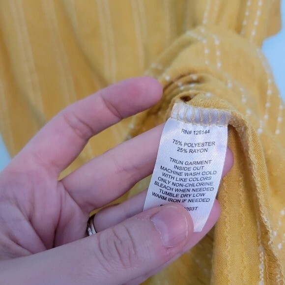 Ultra Teeze Mustard Yellow Flutter Sleeve Blouse Size Medium - Picture 5 of 5